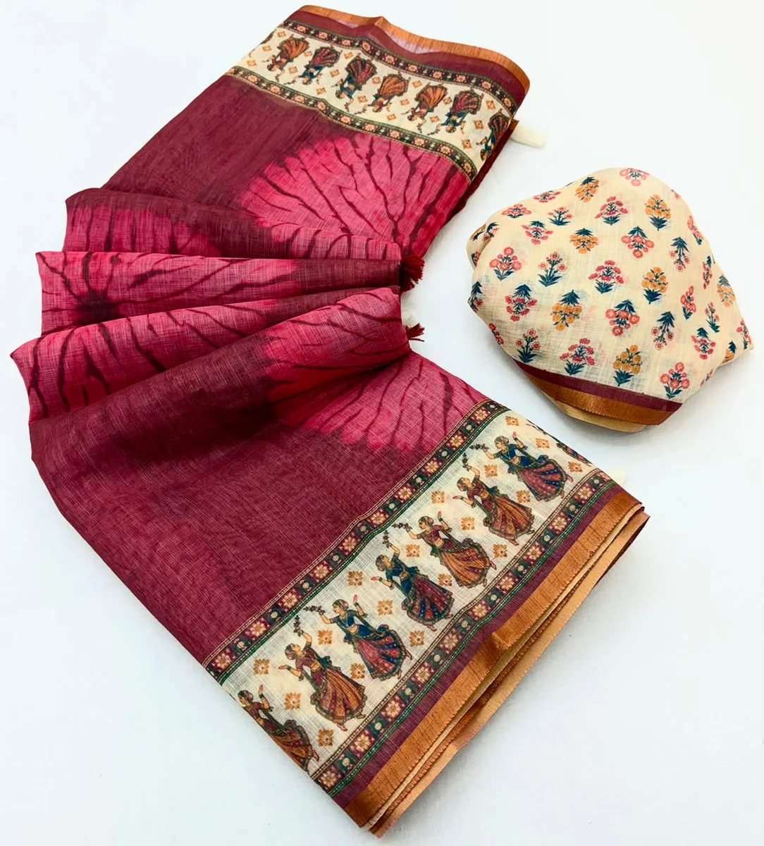 LV207CN191026-2 Lisha – Soft cotton-based Linen saree by www.Laavsee.com