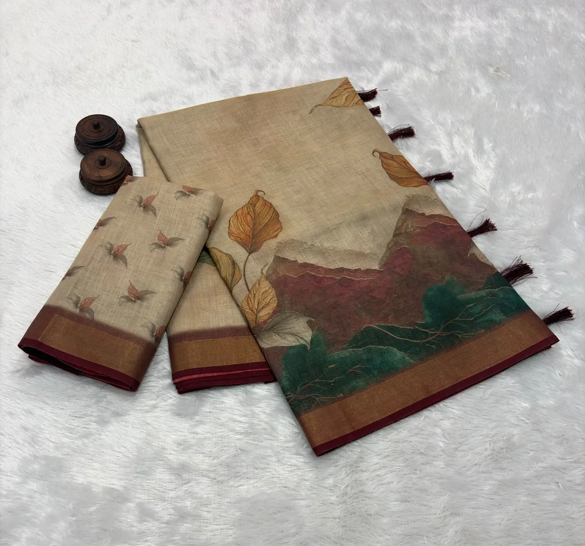 UNNATI – Bengal Linen Tissue Saree with Zari woven border by www.Laavsee.com