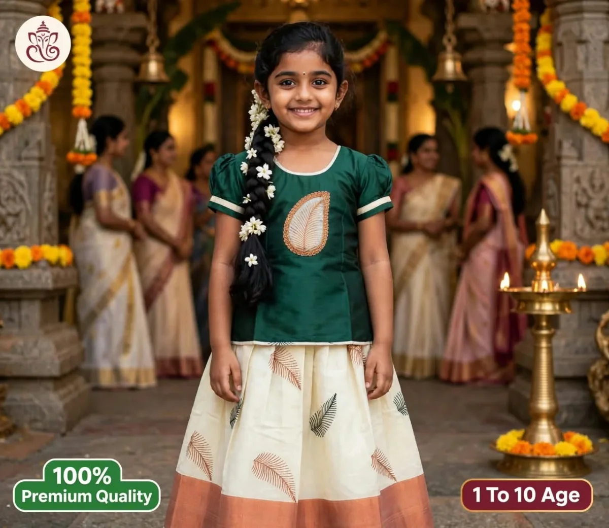 Kids Fancy Embroidery Work Pavadai Sets