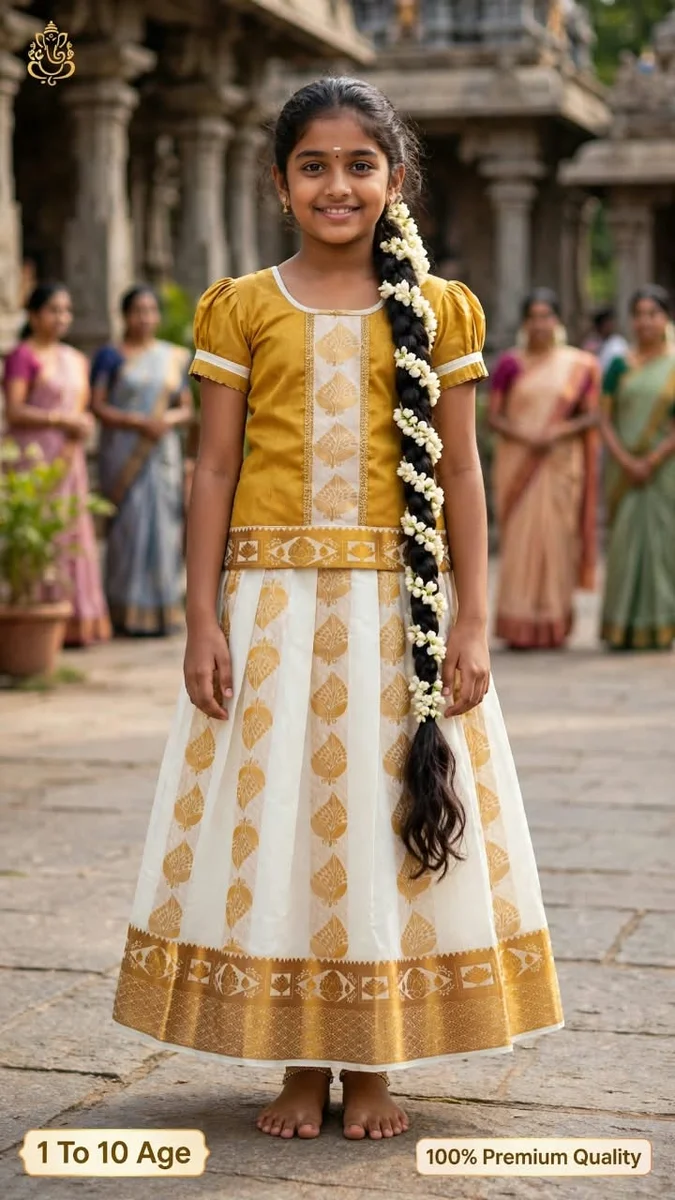 Kids Fancy Embroidery Work Pavadai Sets
