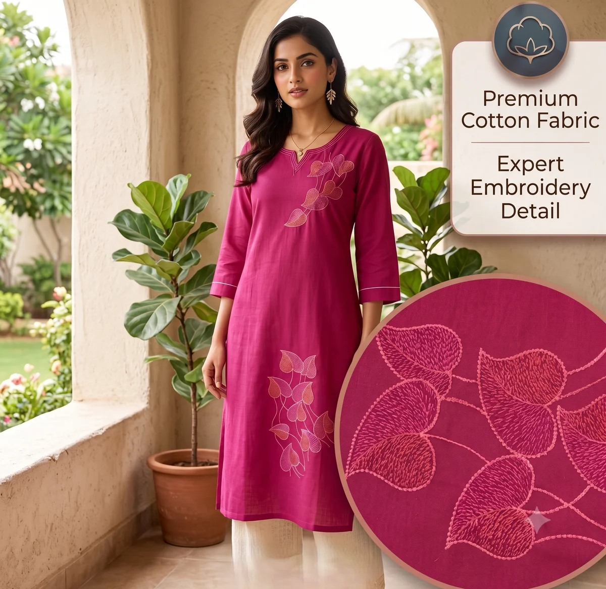 Premium Cotton Kurti -RED