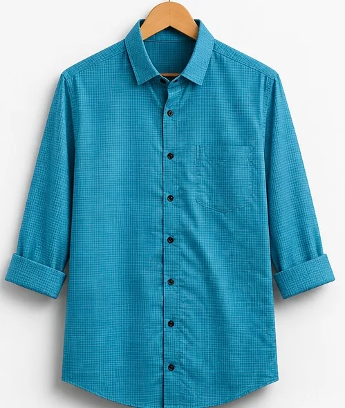 SHIRT - MEN'S CASUAL SHIRT TEAL BLUE | FULL SLEEVE