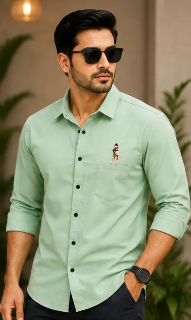 SHIRT - MEN'S HEAVY MATERIAL CLASSIC CASUAL SHIRT FRESH MINT | FULL SLEEVE