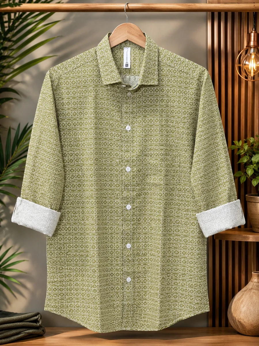 SHIRT - MEN'S CASUAL SHIRT OLIVE GREEN | FULL SLEEVE