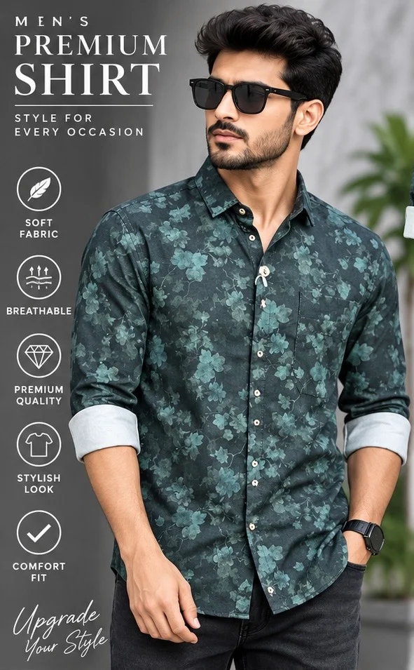 SHIRT - MEN'S PREMIUM SHIRT FLORAL PRINTED