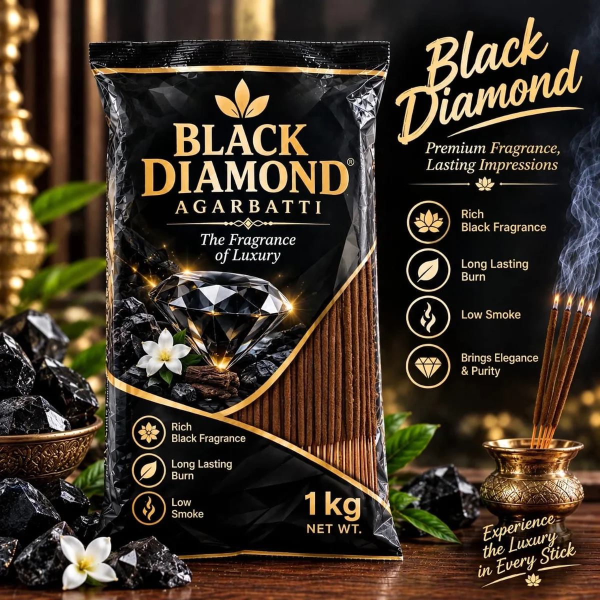 Sandalwood black diamond Premium Quality Agarbatti – 1 kg pack.