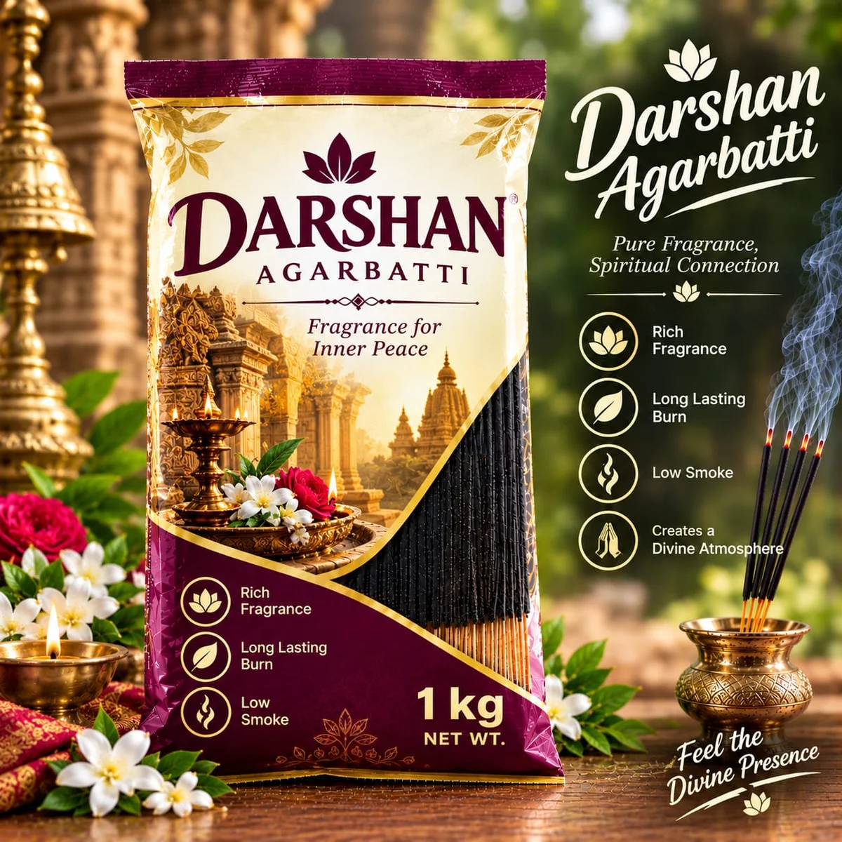 Darshan Premium Quality Agarbatti – 1 kg pack.