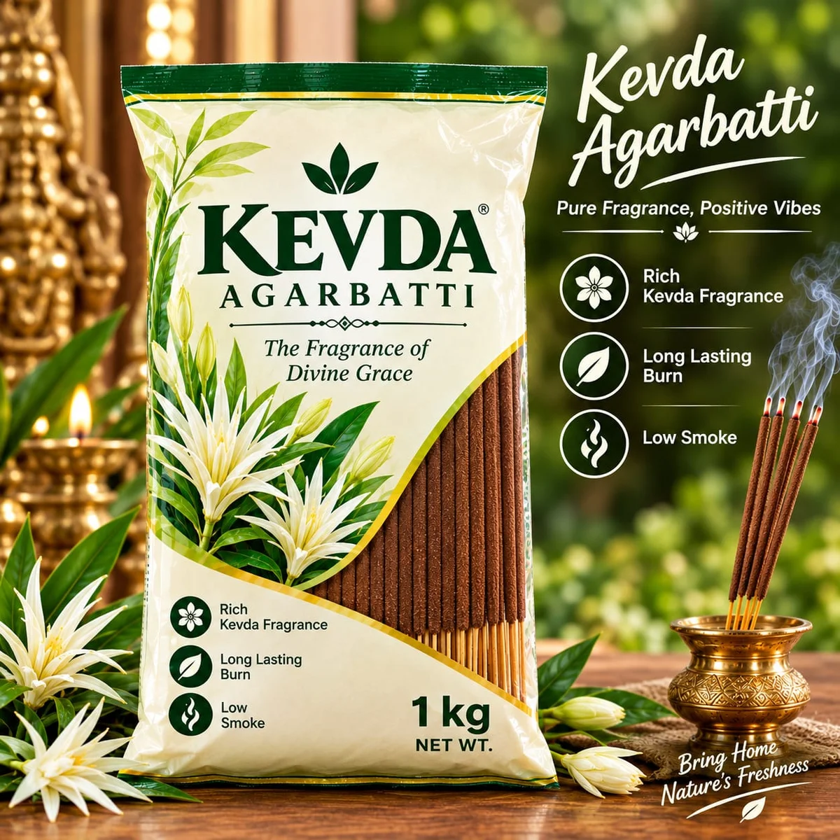 Sandalwood kevda Premium Quality Agarbatti – 1 kg pack.