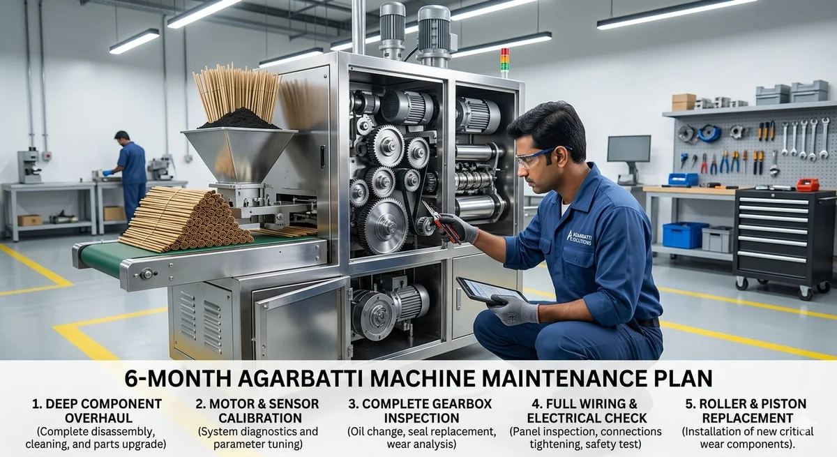 6-Month Comprehensive Agarbatti Machine Maintenance & Repairing Plan