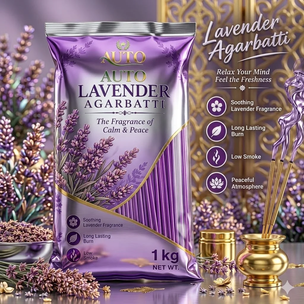 Lavender Metallic Shining Premium Agarbatti – 1 Kg packet.