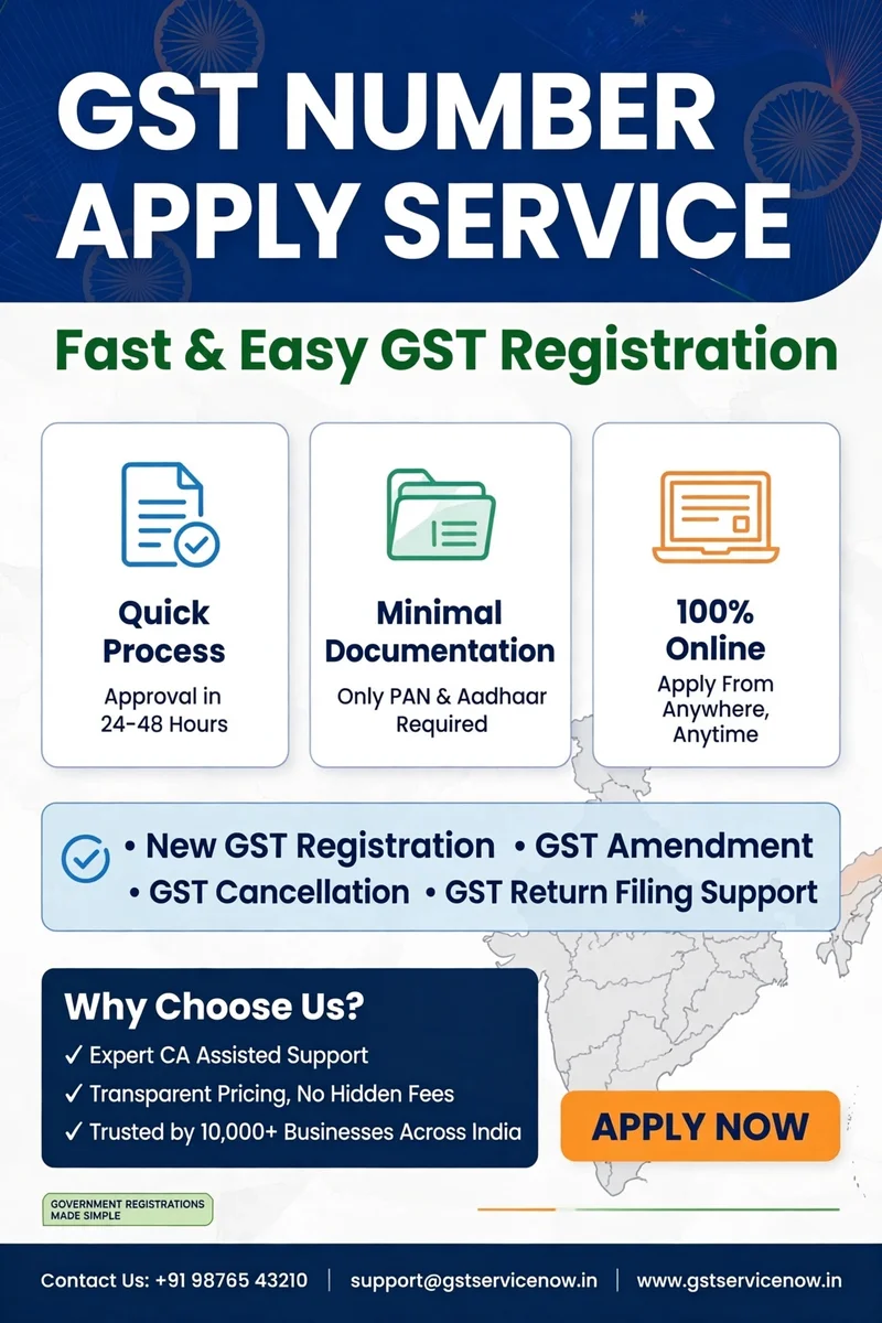 GST NUMBER APPLY SERVICE - Fast & Easy Registration.