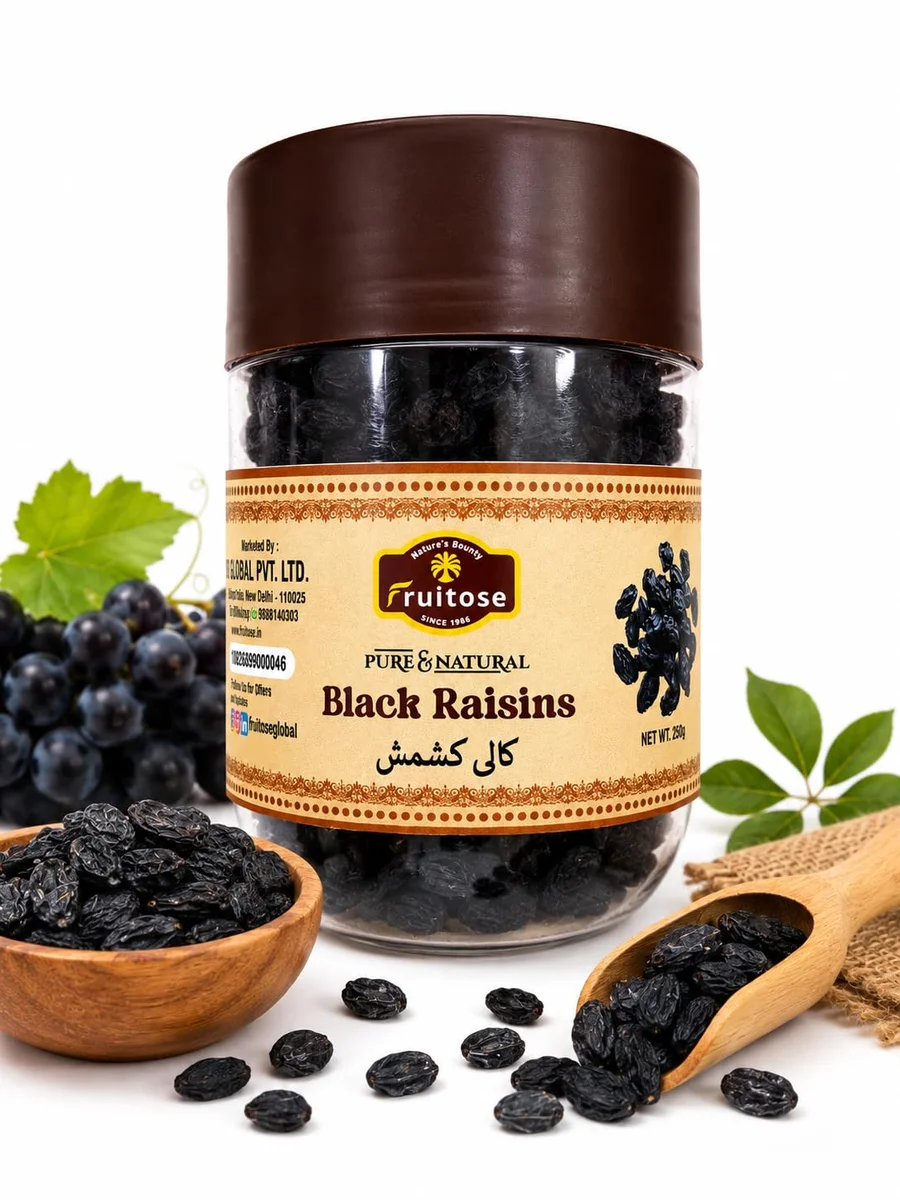 Fruitose Black Raisins Seedless Kishmish Sun-Dried Dry Fruits