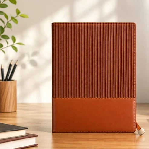 Velvet Touch Leather lined Diary - Brown / Softbound / 180 Pages Front Back