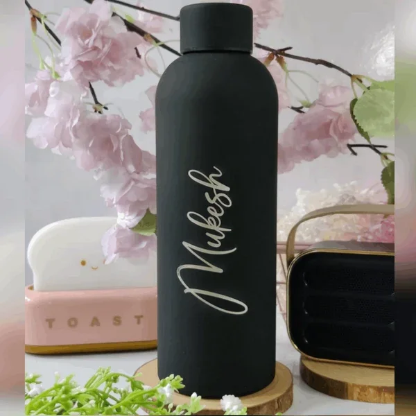 Stainless Steel Bottle Matt Finish | Black | 500 ml | For Engraving