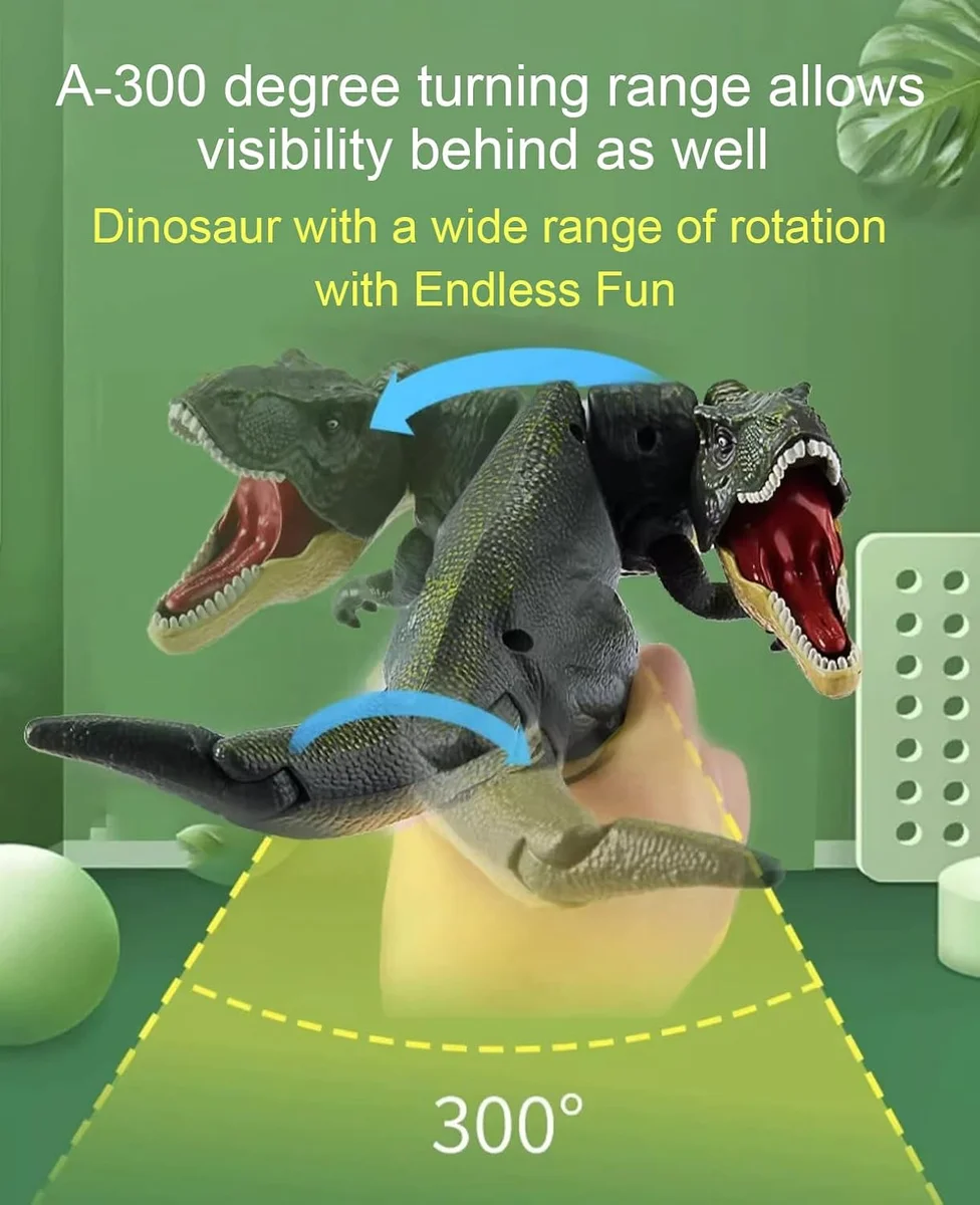 VGRASSP Roaring & Head Swinging Dinosaur Toy for Kids with LED Light in Mouth & Realistic Actions Like - Rotating & Swinging Head and Tail, Movable Joints - Multicolor 4