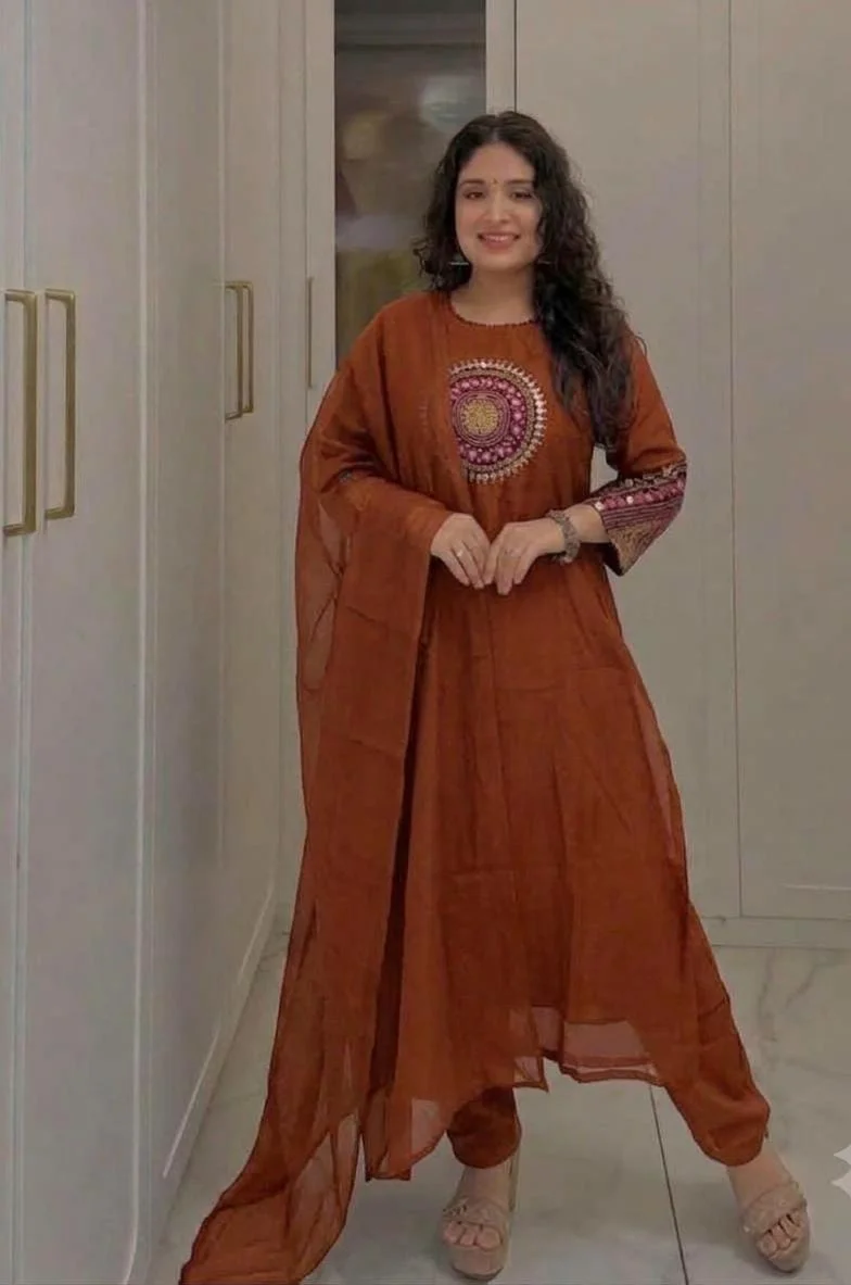 Premium cotton embroidery kurti set