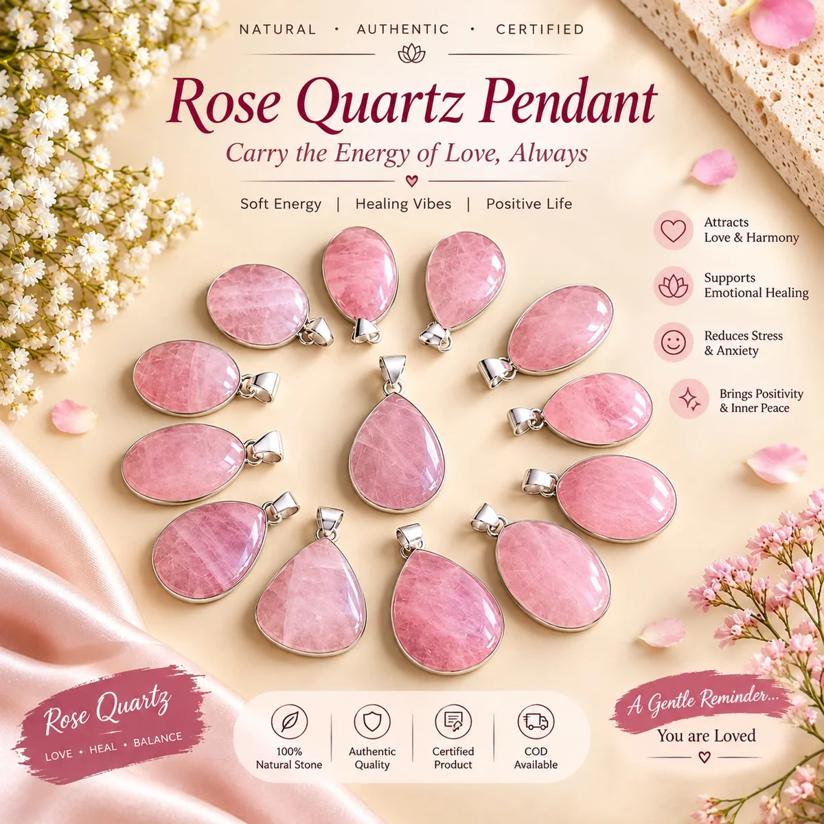 Rose quartz pendant