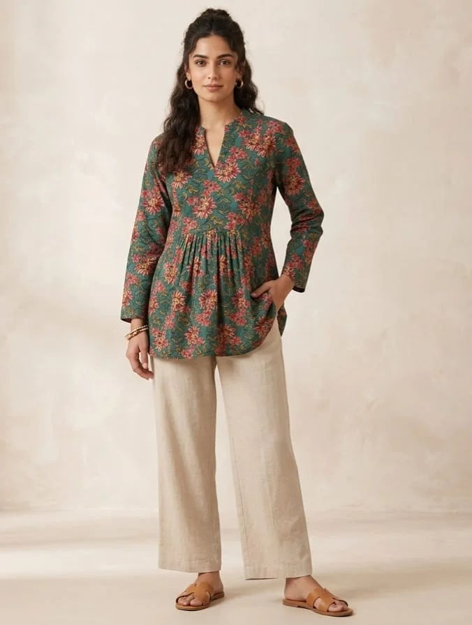 Jaipuri printed cotton top