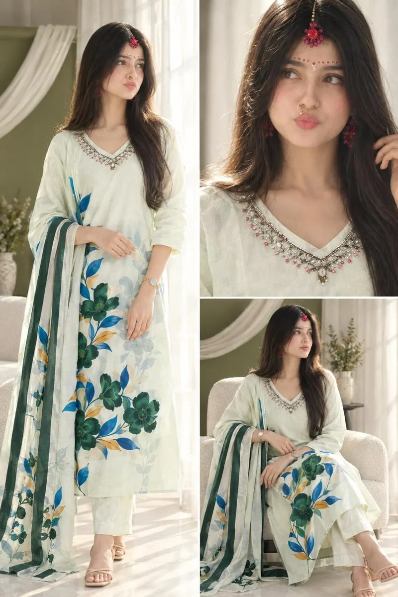 Cotton kurti light shades set