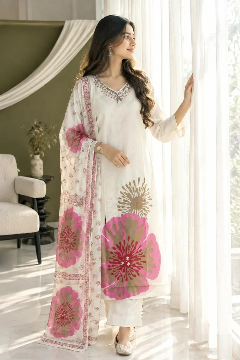 Cotton kurti light shades set