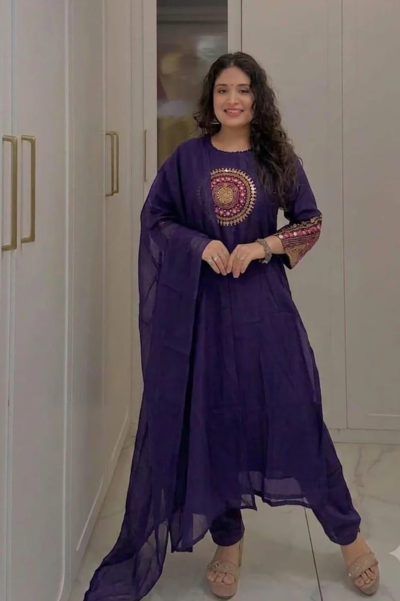 Premium cotton embroidery kurti set