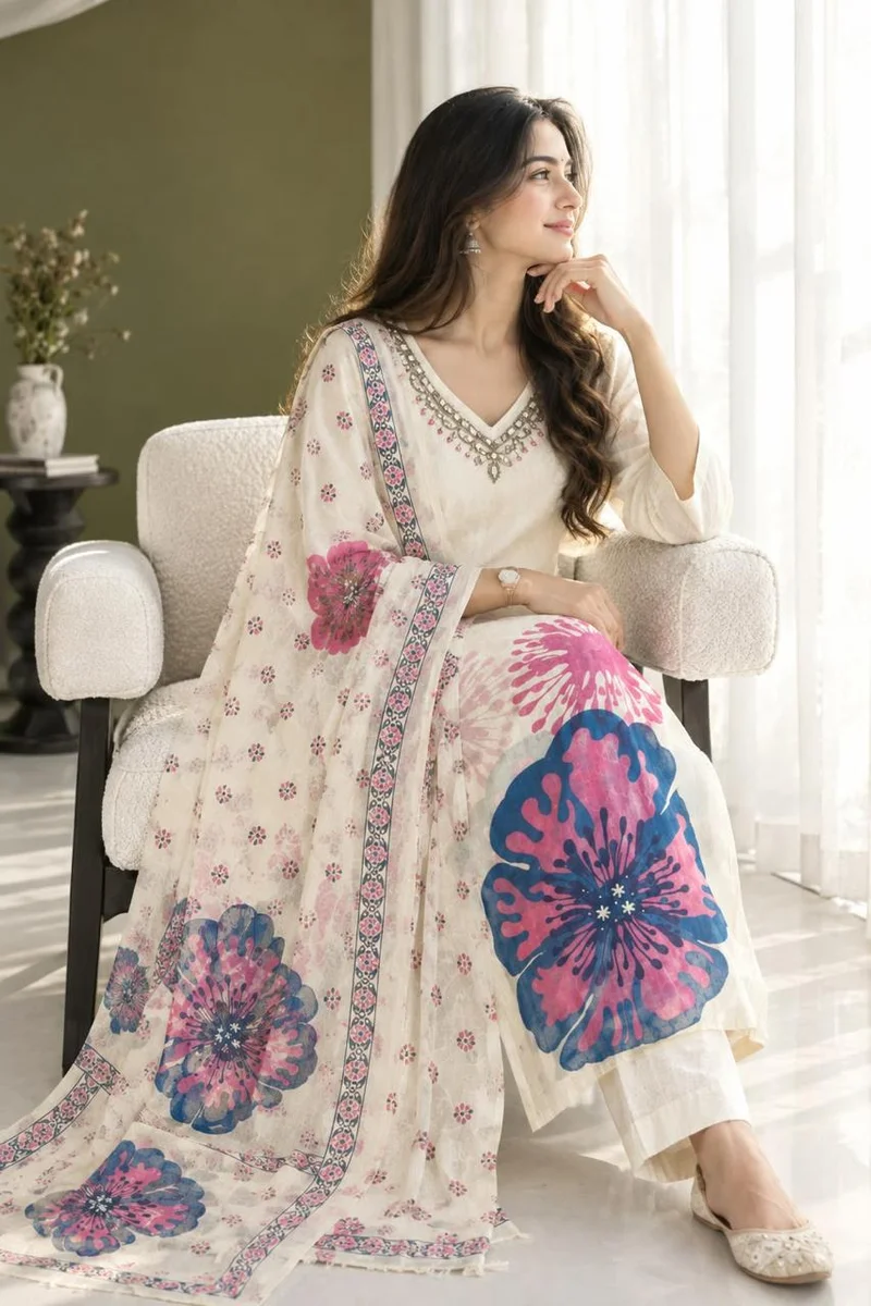 Cotton kurti light shades set