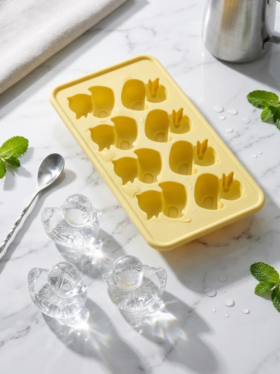 Adorable Novelty Duck Silicone Ice Cube Tray - Food-Grade Mold for Fun Themed Drinks & Cocktails alt