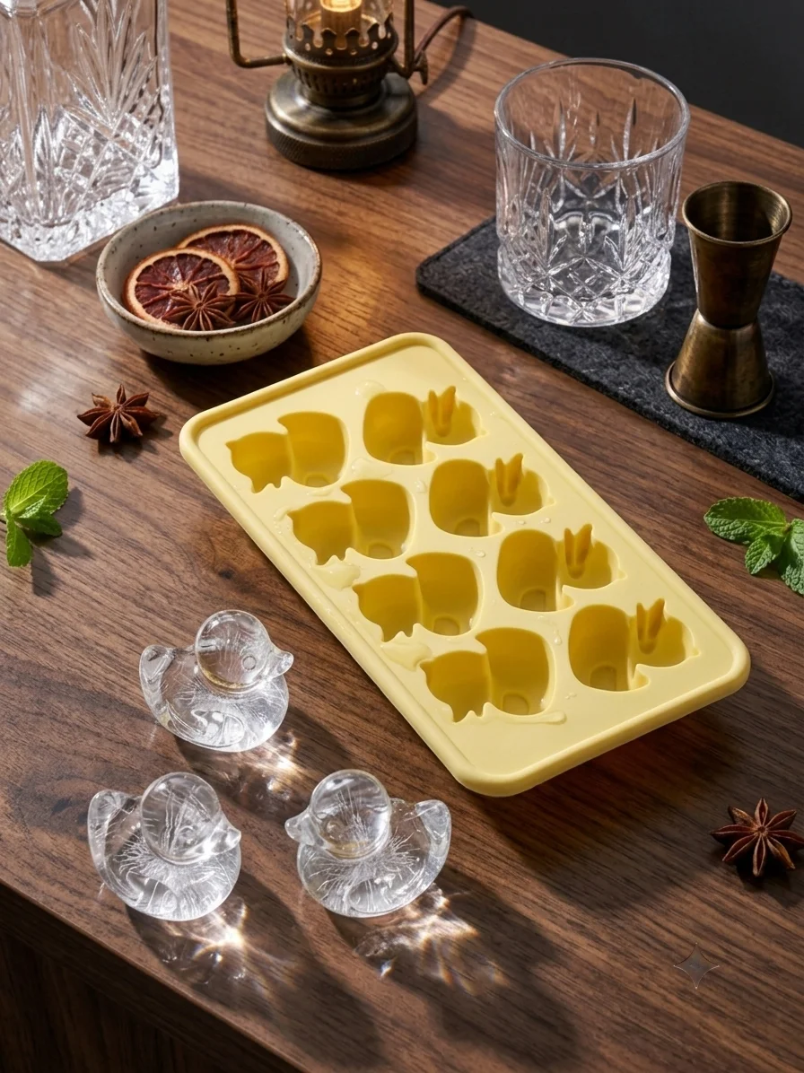 Adorable Novelty Duck Silicone Ice Cube Tray - Food-Grade Mold for Fun Themed Drinks & Cocktails