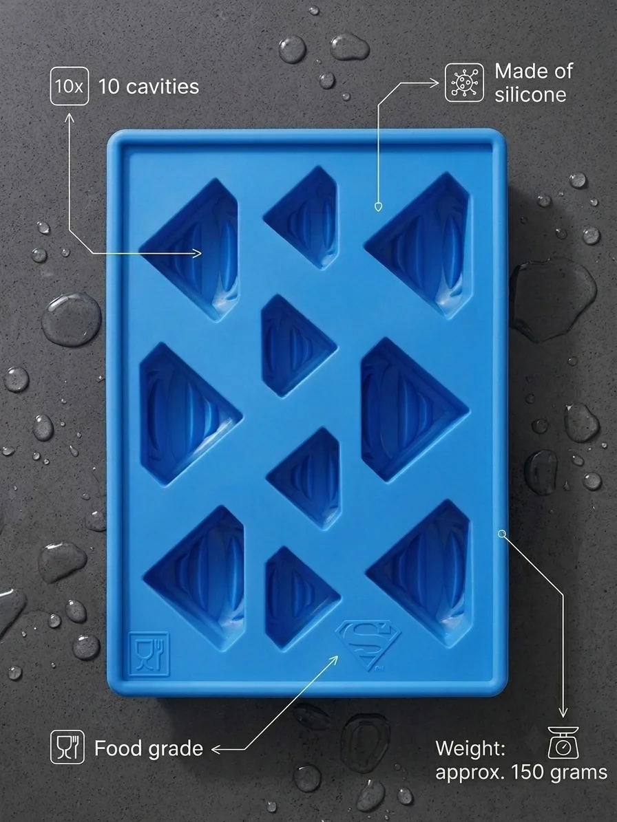 Superman Shield Silicone Ice Cube Tray – 3D Superhero Logo Mold for Whiskey, Cocktails & Chocolates