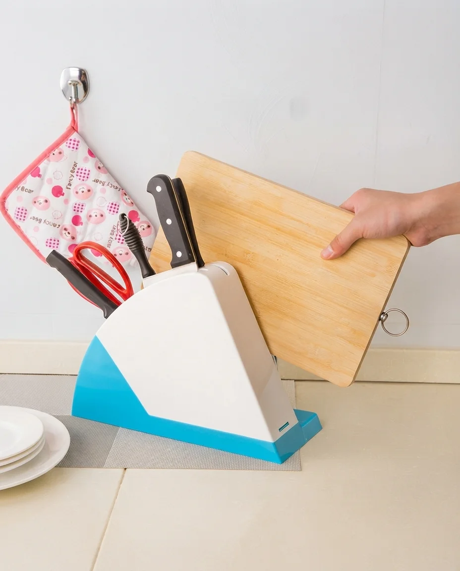 Multi-Function Knife Block & Cutting Board Holder | Space-Saving Kitchen Organizer alt