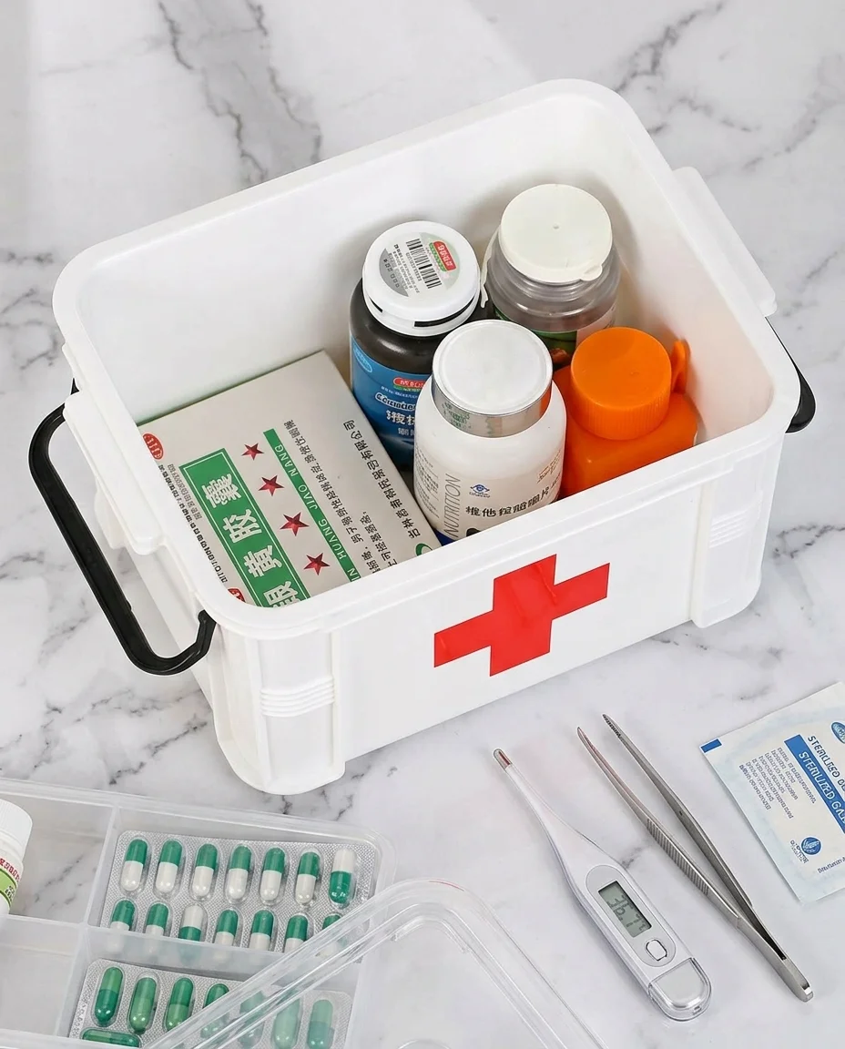 Multi-Compartment Medicine Organizer & First Aid Storage Box alt