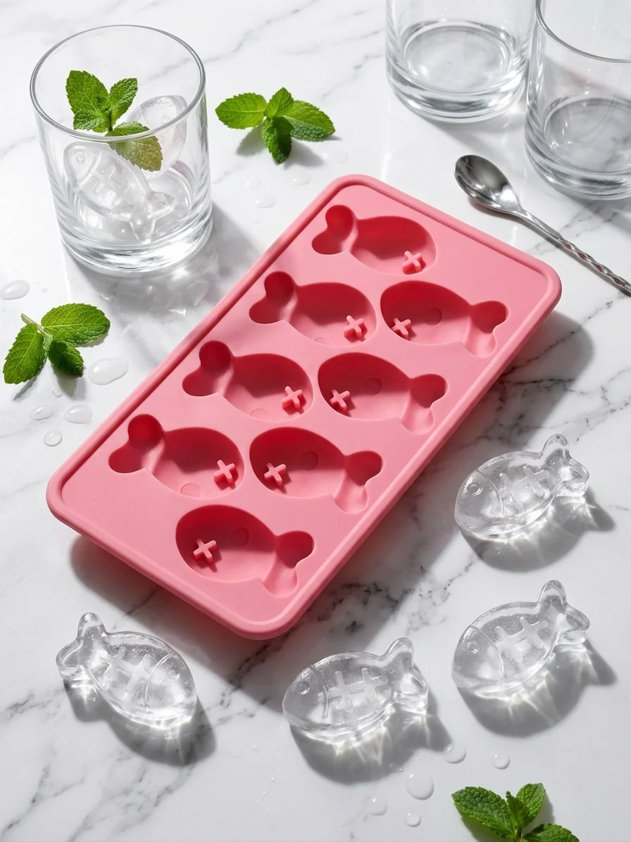 Novelty Fish Shape Silicone Ice Cube Tray – Funny 8-Cavity Ice Mold for Whiskey, Cocktails & Kids Drinks alt