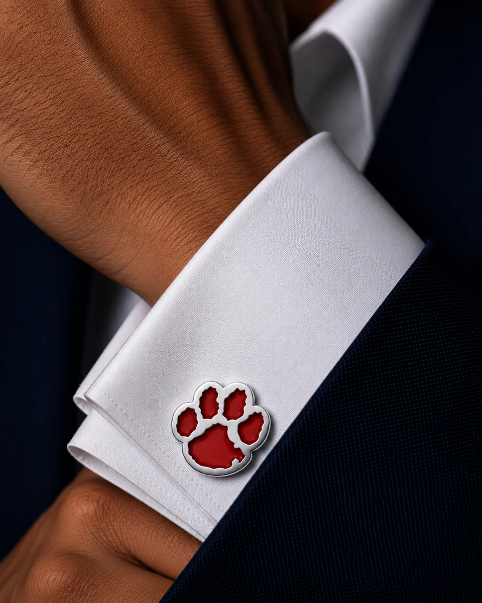Men’s Red Paw Print Enamel Cufflinks With Free Leather Box