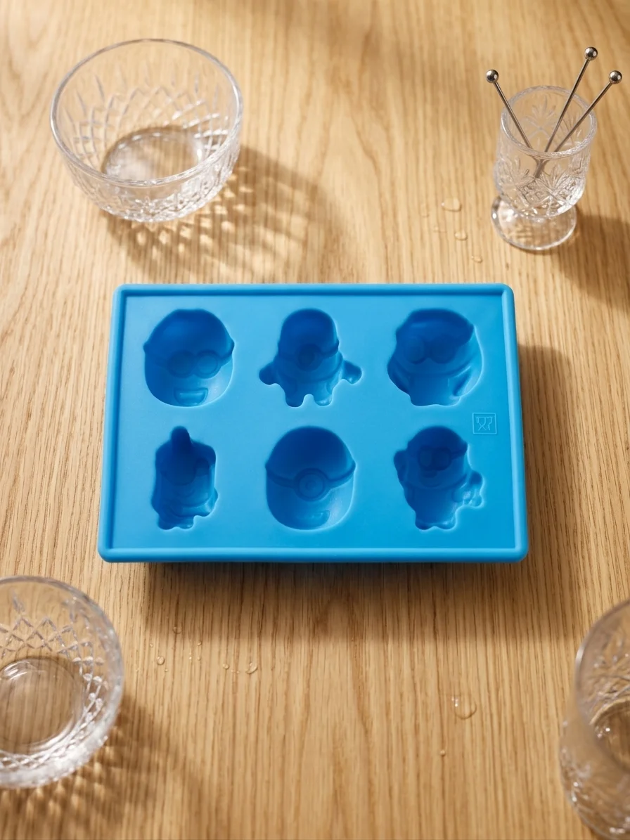 3D Minion Silicone Ice Cube Tray – 6-Cavity Food-Grade Mold for Kids Drinks, Chocolates & Cocktails alt