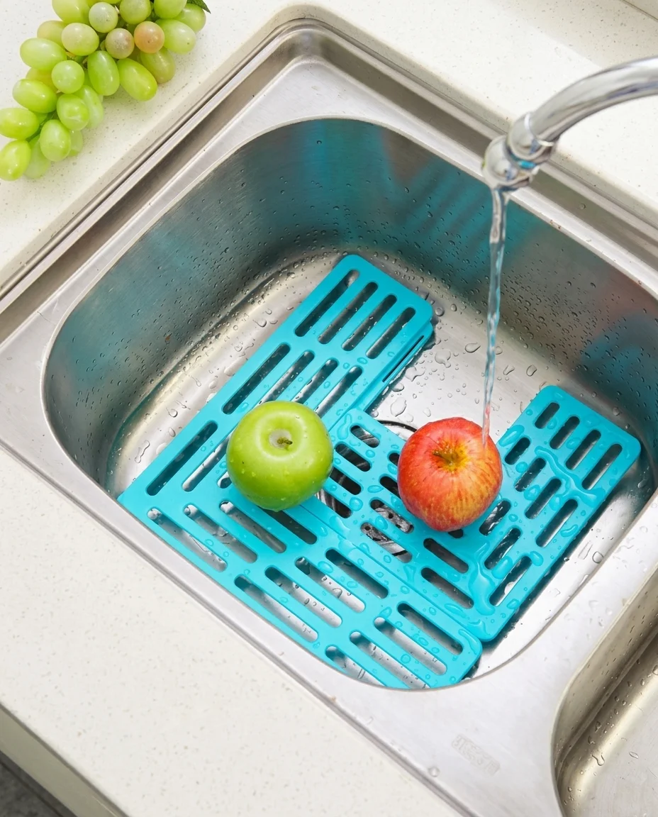 Modular Kitchen Sink Protector Mat & Dish Drying Pad (Pack of 2 || Random Color)