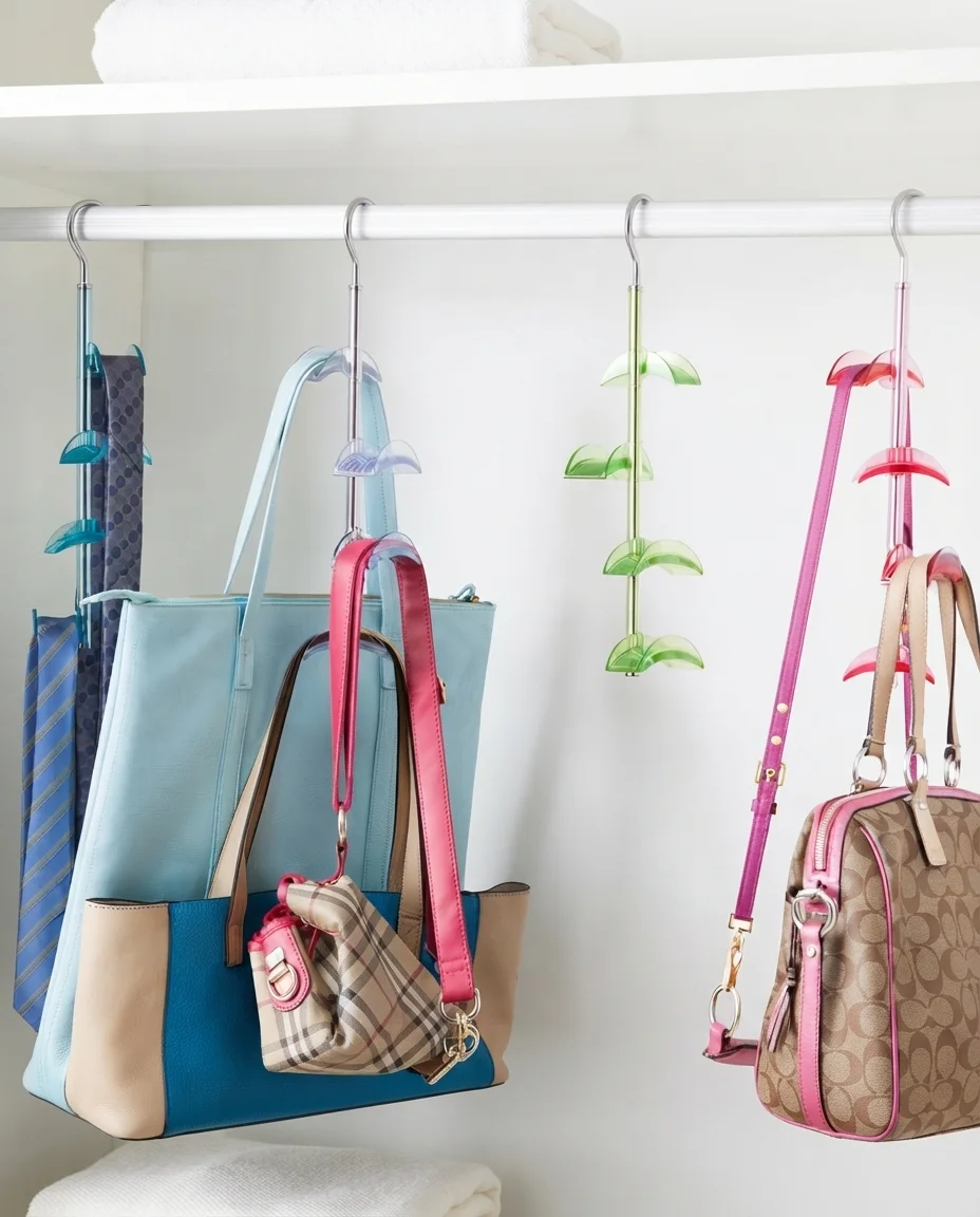 Multi-Purpose Tie, Belt, Scarf, Handbag & Purse Organizer Hanger | Closet Space Saver (Pack of 2)