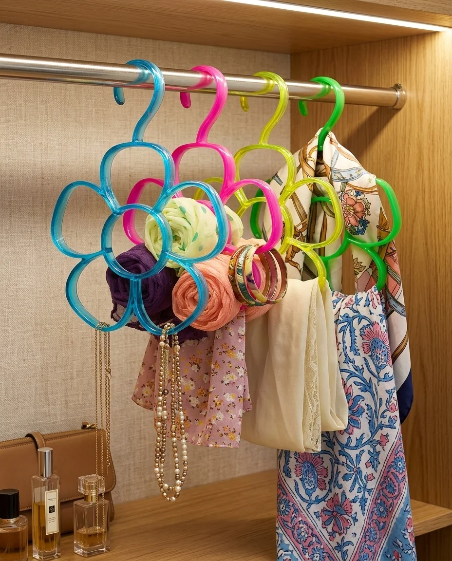 Space-Saving Flower Scarf, Belt Hanger & Accessory Organizer (Pack of 2) alt