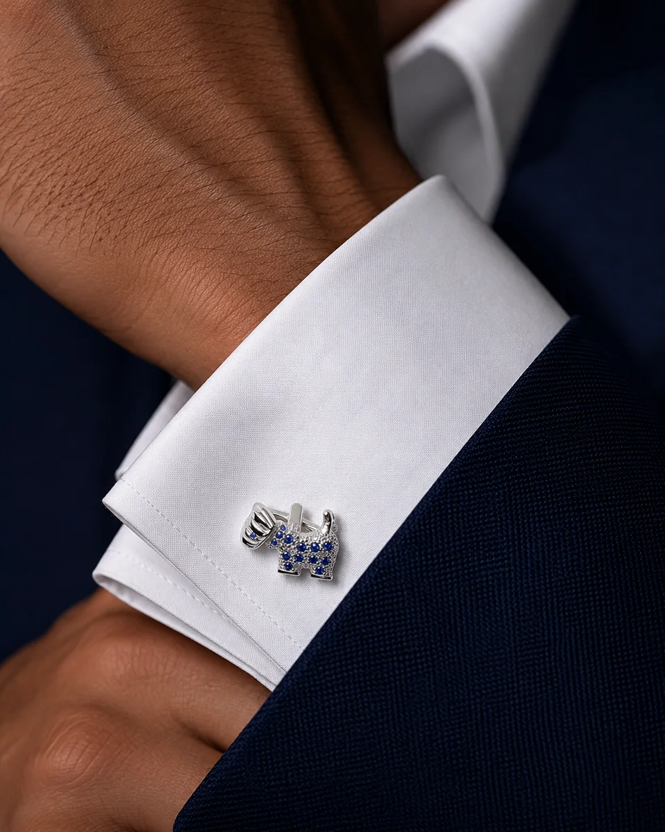 Premium Silver Scottish Terrier Cufflinks for Men With Free Leather Box