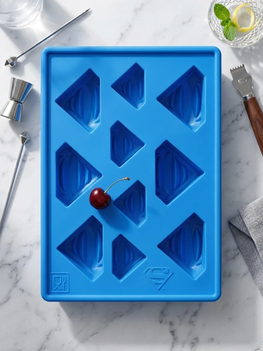 Superman Shield Silicone Ice Cube Tray – 3D Superhero Logo Mold for Whiskey, Cocktails & Chocolates alt