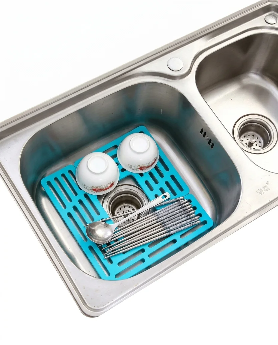 Modular Kitchen Sink Protector Mat & Dish Drying Pad (Pack of 2 || Random Color) alt