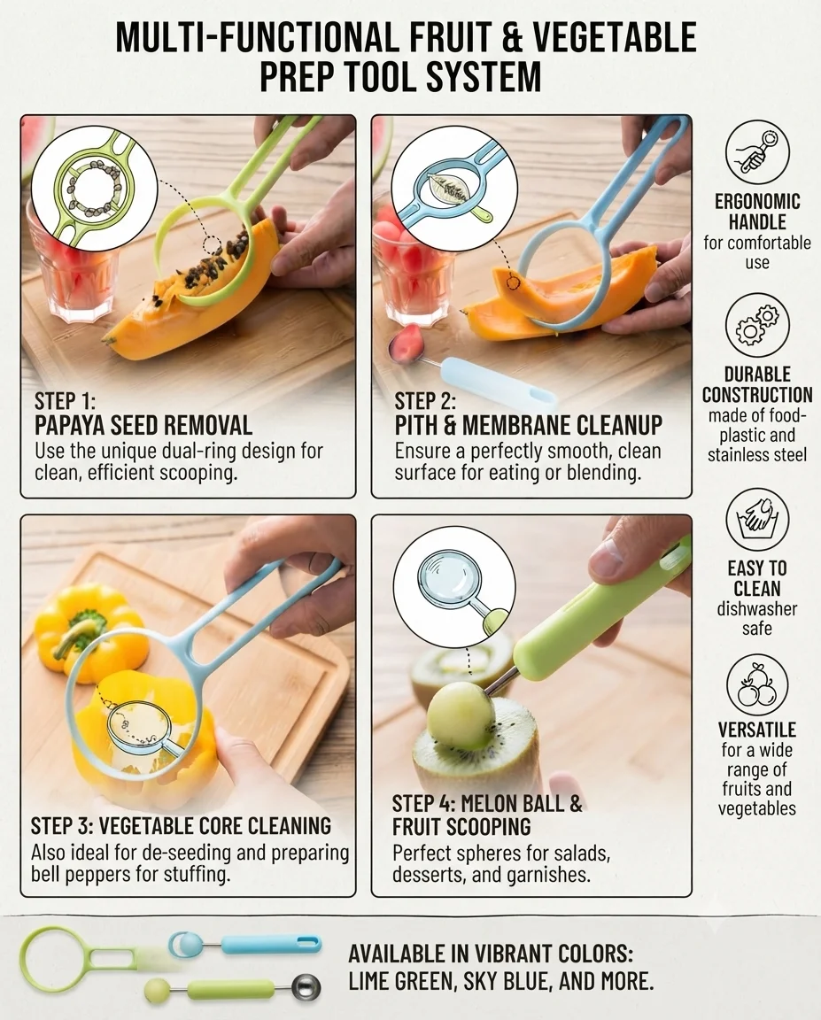 Multi-Functional Fruit & Vegetable Prep Tool | 4-in-1 Corer & Melon Baller alt