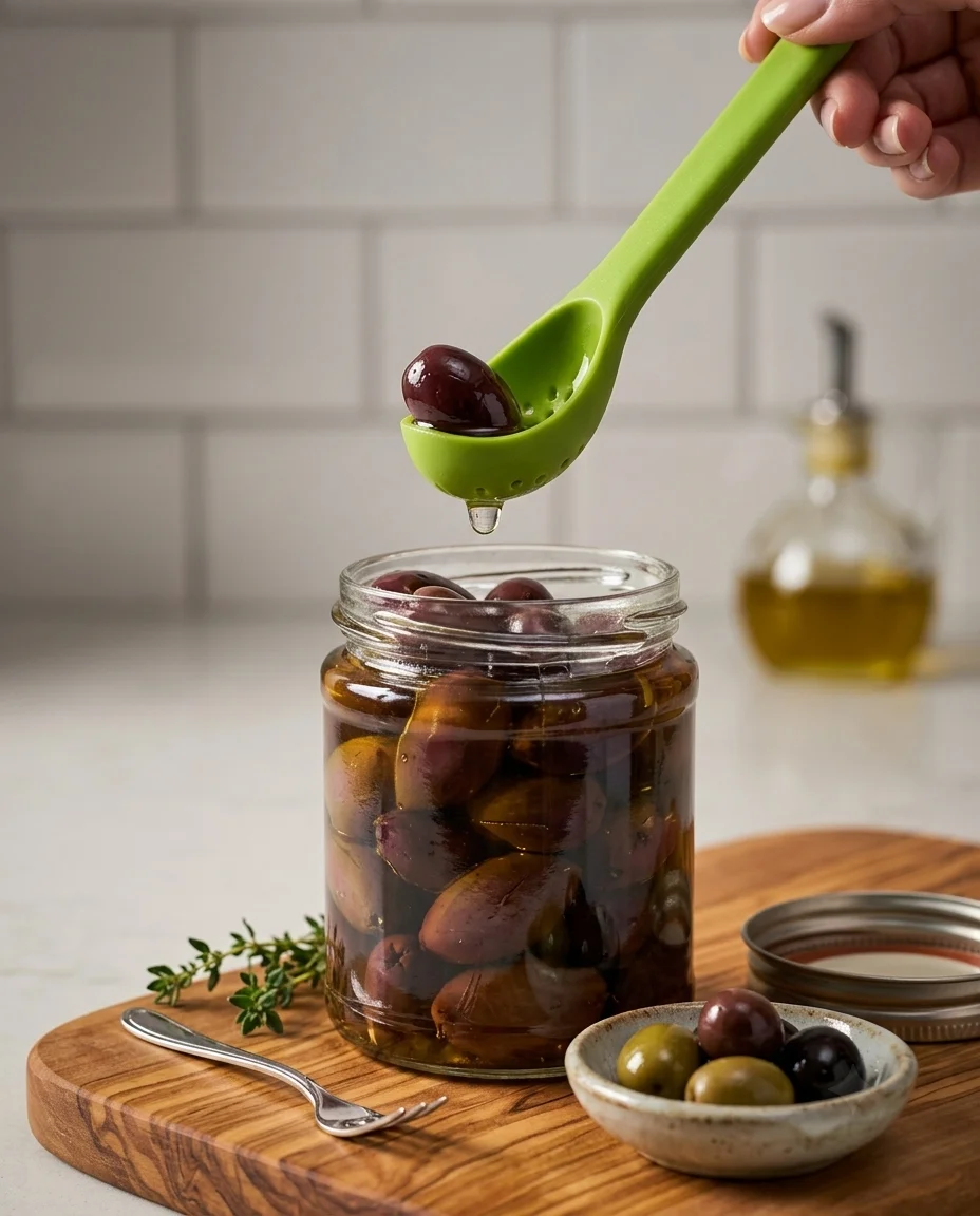 2-in-1 Pickle Spoon & Fork Tool | Olive Jar Strainer Gadget (Pack of 2)