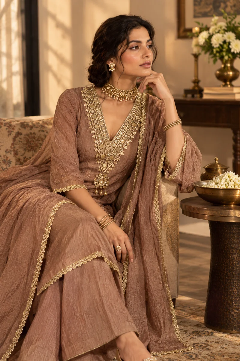 Embellished Salsa 3-Piece Kurta Pant & Dupatta Set | Mirror, Coin & Sequin Work
