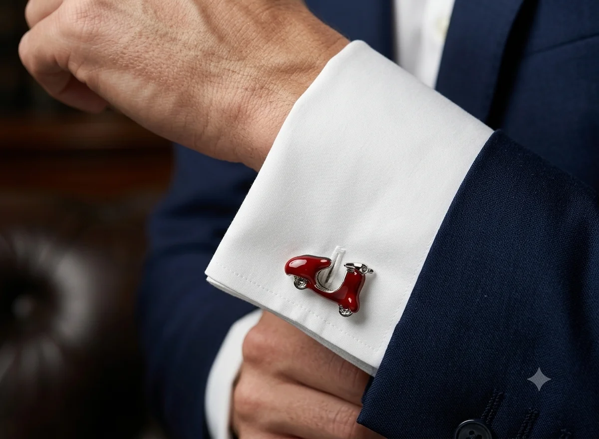 Premium Red Scooter Cufflinks for Men With Free Leather Box
