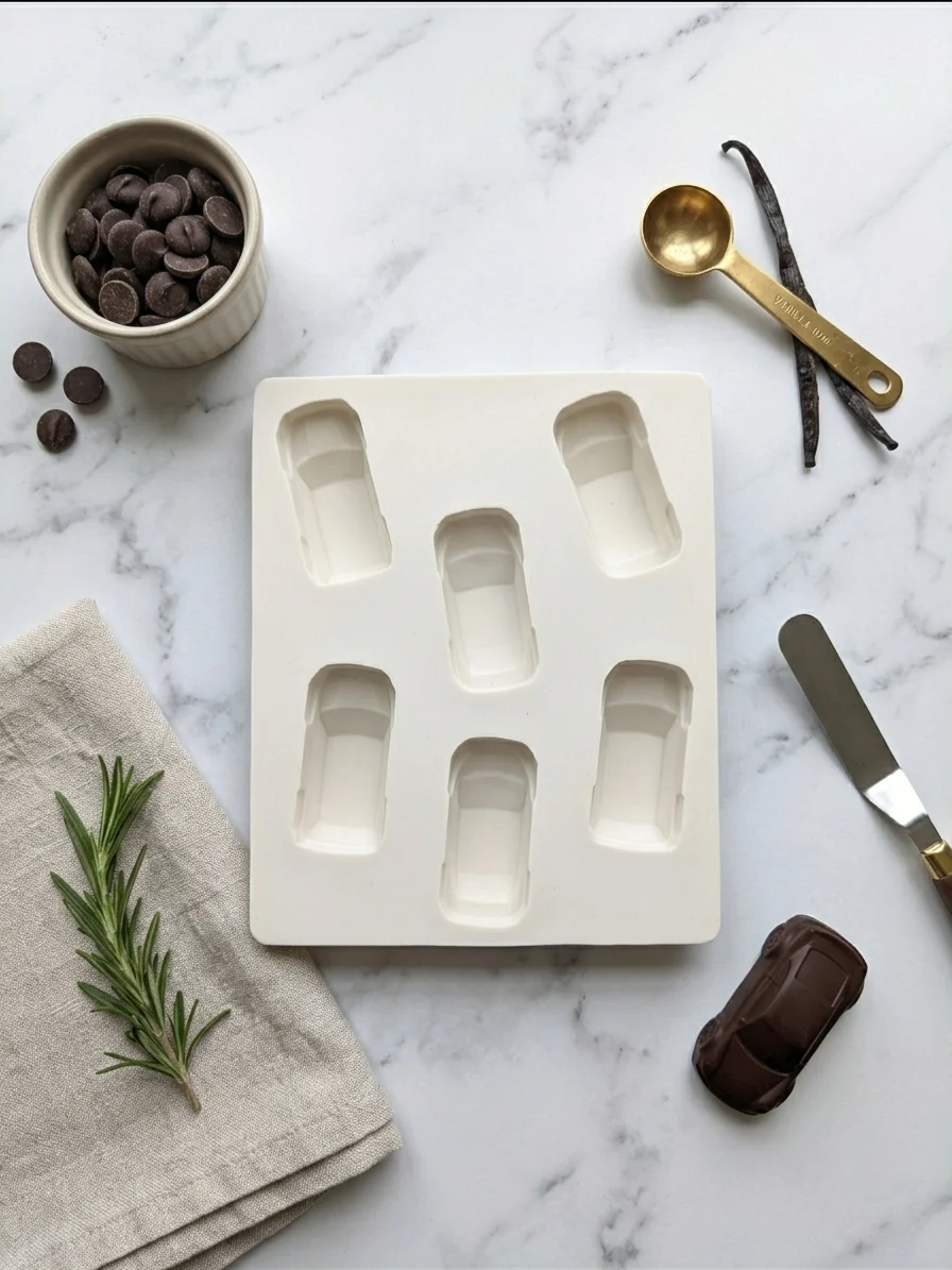 Car Silicone Mold – 6-Cavity Food-Grade Tray for Ice Cubes, Artisanal Chocolates & Kids Desserts
