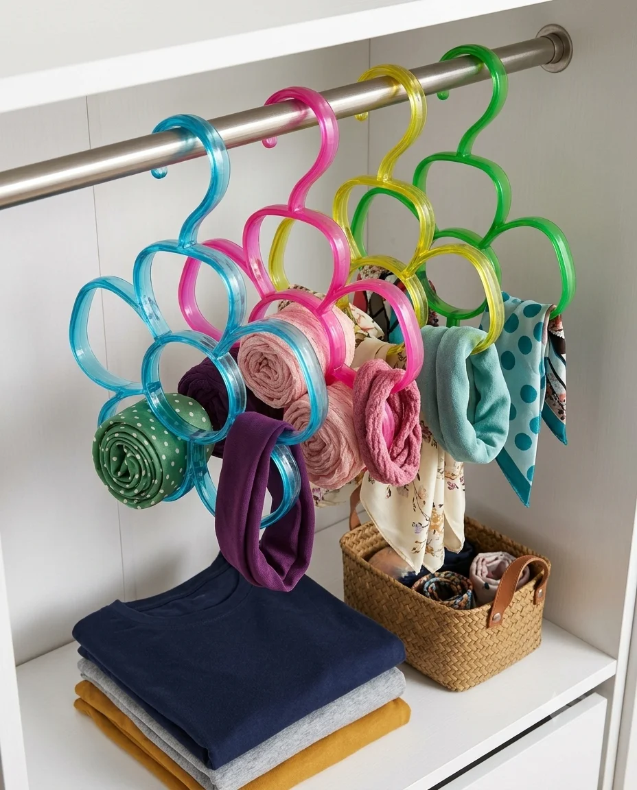 Space-Saving Flower Scarf, Belt Hanger & Accessory Organizer (Pack of 2)