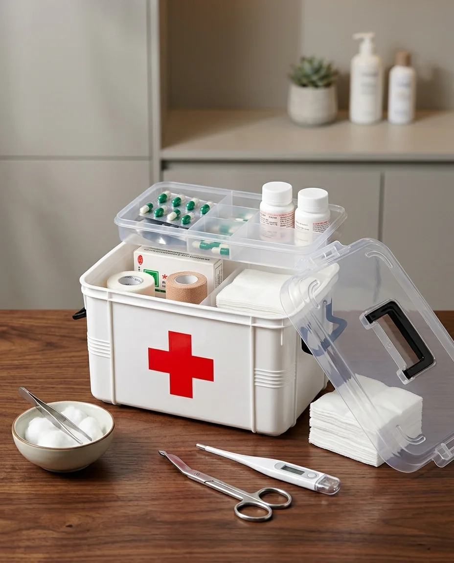 Multi-Compartment Medicine Organizer & First Aid Storage Box