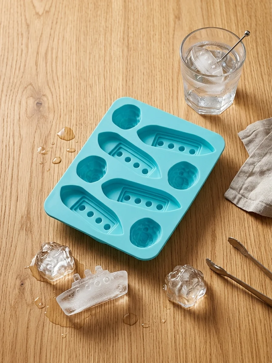 Titanic & Iceberg Novelty Silicone Ice Cube Tray – Fun Ship Mold for Whiskey & Cocktails alt