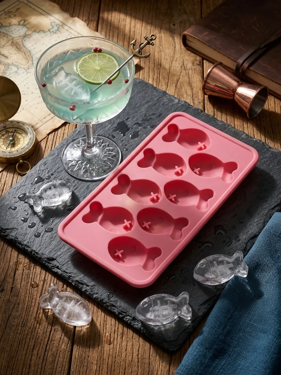 Novelty Fish Shape Silicone Ice Cube Tray – Funny 8-Cavity Ice Mold for Whiskey, Cocktails & Kids Drinks