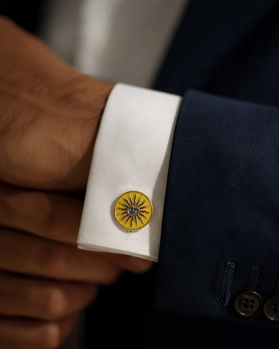 Vintage Celestial Sun Face Cufflinks – Men’s With Free Leather Box